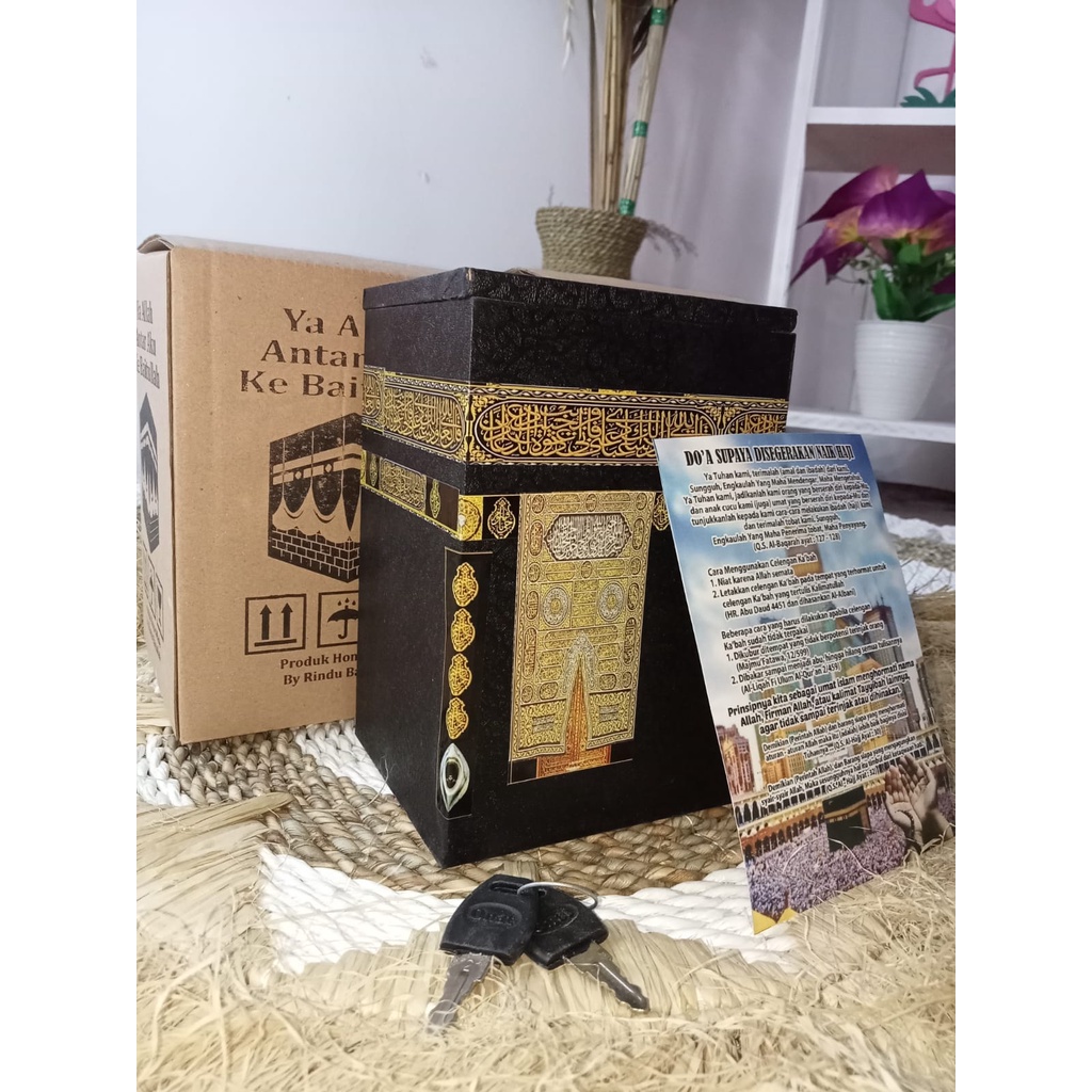 [KECIL PAKAI KUNCI] READY CELENGAN UNIK VIRAL MINIATUR KA'BAH PAKAI KUNCI UKURAN 9X9X16CM-3