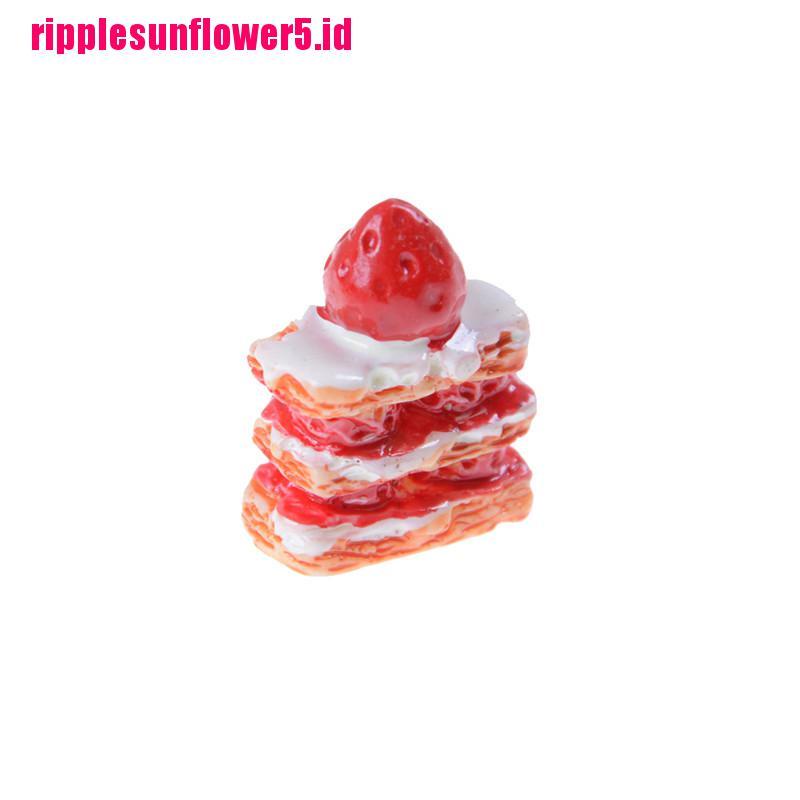 5pcs Miniatur Kue Krim Strawberry Untuk Rumah Boneka