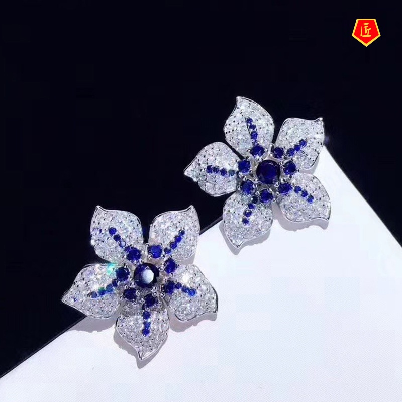 [Ready Stock]Women's Micro-Inlaid Full Diamond High-Profile Earrings