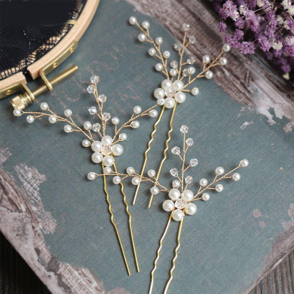 Needway Pengantin Wanita Jepit Rambut Mutiara Aksesoris Pernikahan Daun Wedding Bride Hair Clip