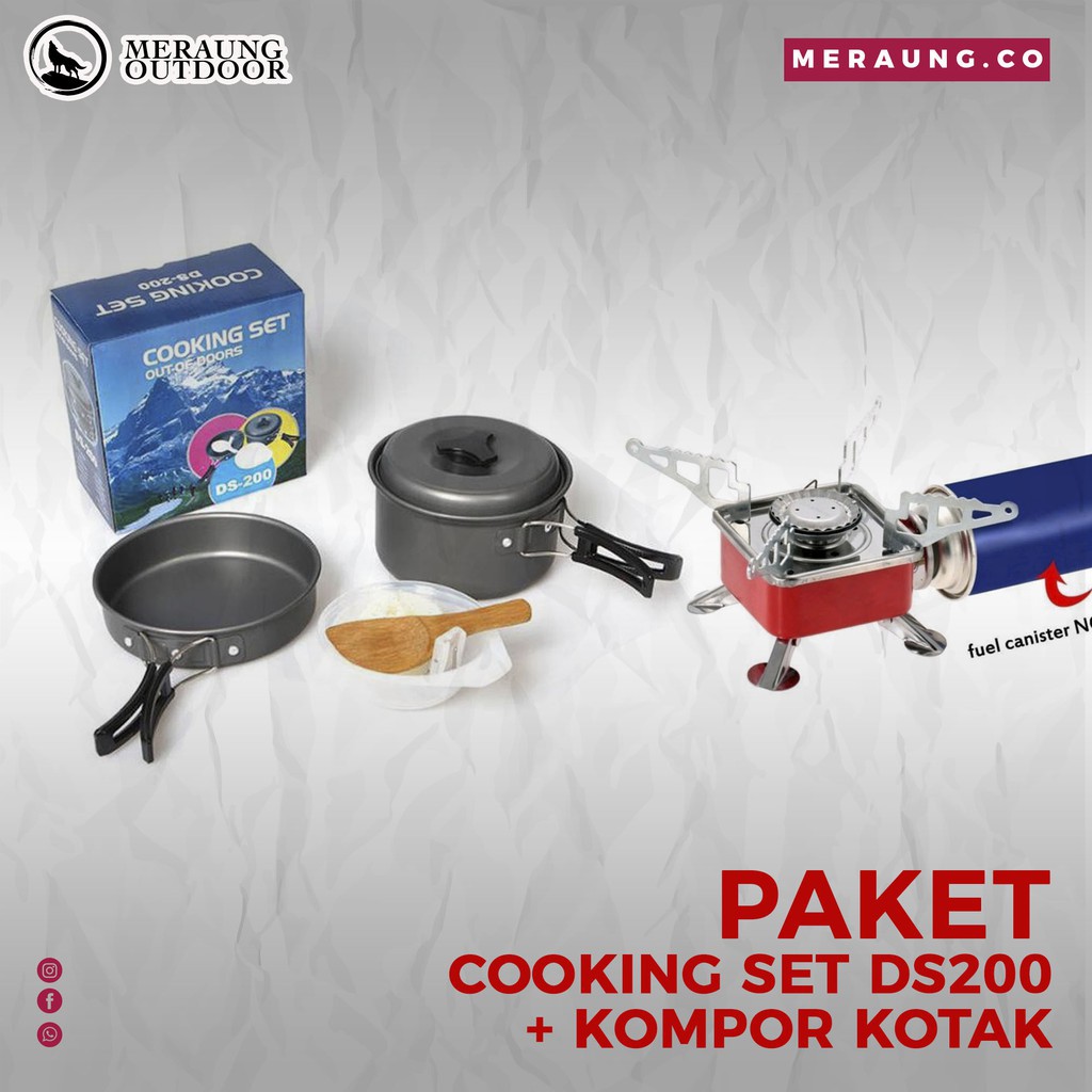 PAKET nesting Cooking set ds 200 dan kompor / paket hemat cooking set ds200 dan kompor kovar(kotak)