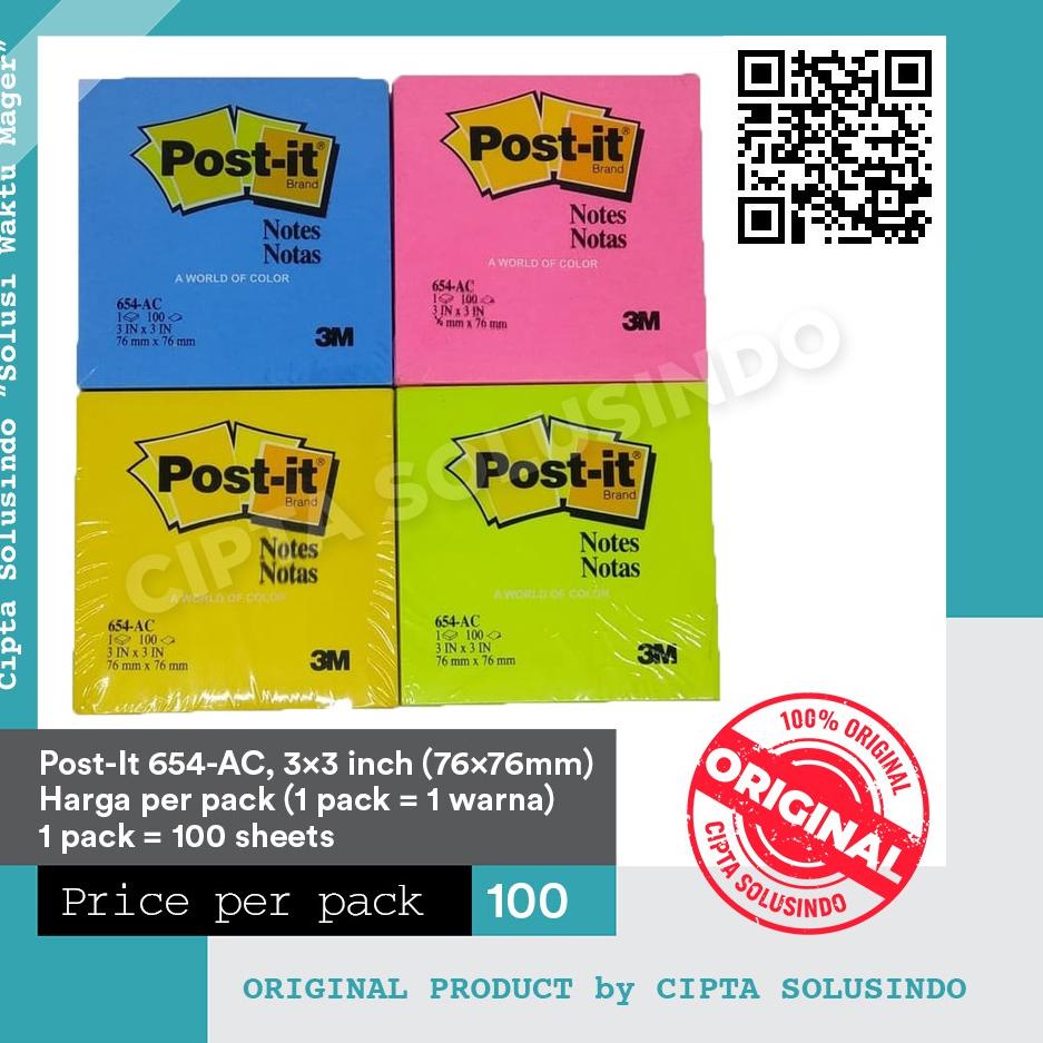 

nfqm Stiky notes - post it - ukuran 7.6 cm x 7.6 cm (3 inch x 3 inch) per warna [654-ac] Best