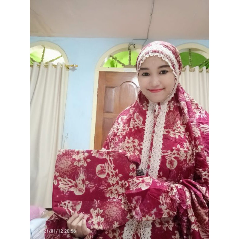 Mukena tiedye rayon viscose motif bunga (terusan)