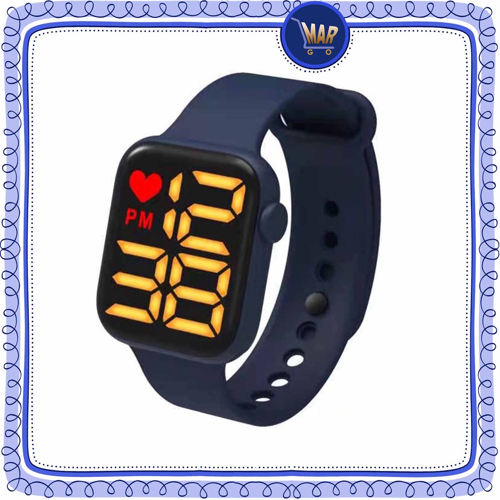 Jam Tangan LED Digital Rubber Jam Tangan Tali Karet-Navy