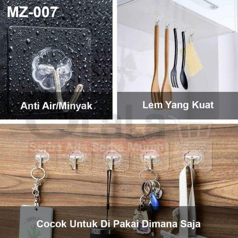 Hanger Tempel Transparan  Gantungan Hook Multifungsi Centelan Serbaguna Waterproof Anti Air (HOOK KOTAK)