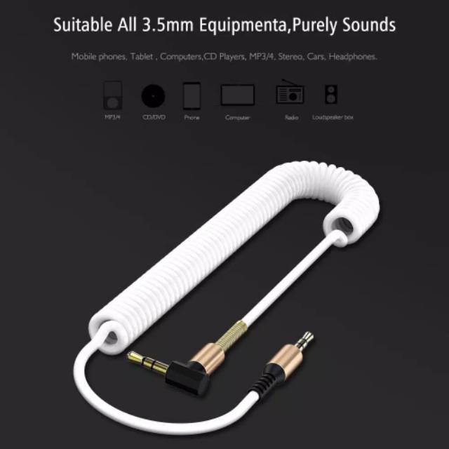 MQ Kabel Aux Audio Mobil Dan Handphone Spiral jack L 3.5mm  kabel Audio Anti Kusut Spring HIFI CB 05