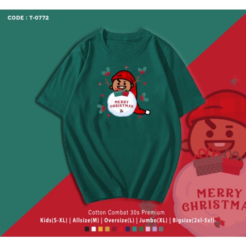 KAOS NATAL BT21 SHOOKY/T-SHIRT MERRY CHRISTMAS SHOOKY BT21