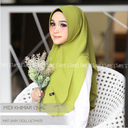 jilbab khimar Midi oval ORI FLOW / jilbab instant / hijab terbaru / khimar 2 layer/ jilbab hari raya-4