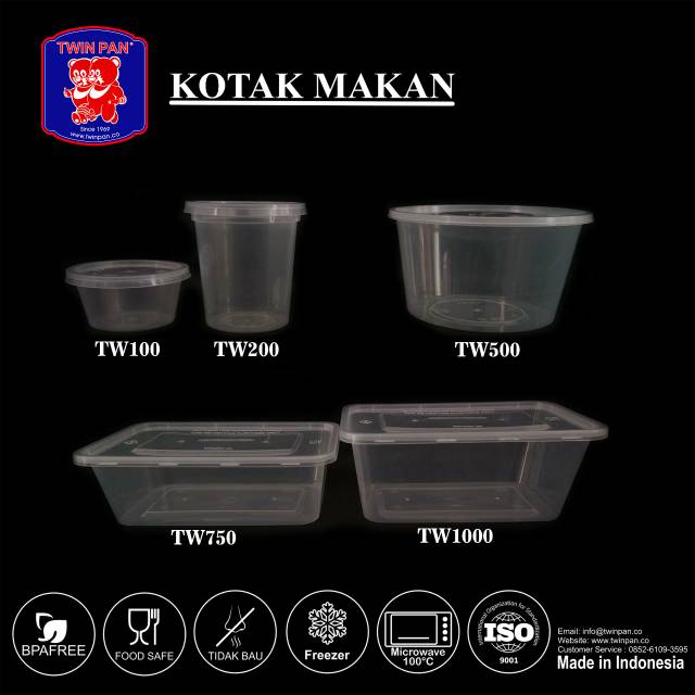KOTAK MAKAN PLASTIK TW 200_1 PAKET 25 PCS _ TWINPAN