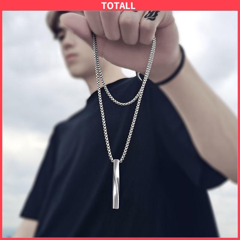 COD Desain kecil rasa beberapa kalung spiral batang kalung pria kepribadian sederhana hip-hop item semua pertandingan-Totall