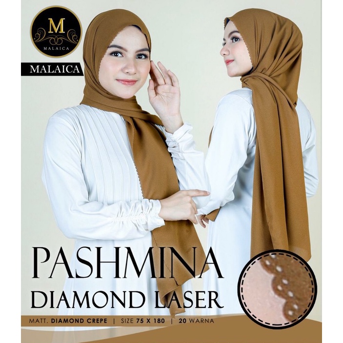 [ 80 x 190 Cm ] JILBAB PASHMINA DIAMOND LASER CUT PREMIUM By Malaica