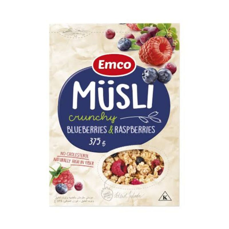 

Muesli Crunchy dengan Blueberries & Raspberries/Sereal 375gr/Import