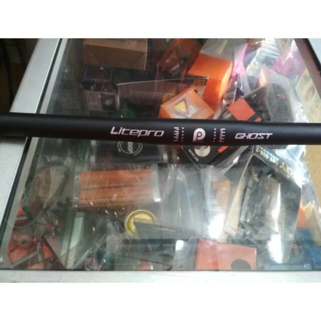 handlebar stang sepeda lipat lurus flat bar litepro ghost hitam silver