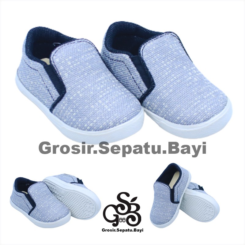 sepatu anak slip on laki laki perempuan motif serat bambu murah