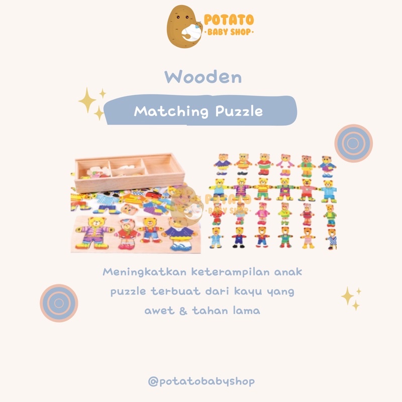 Wodden Bear Matching Puzzle - Mainan Puzzle Kayu Anak