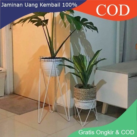 POT BUNGA BESI / Standing Pot Bunga Model V / dudukan pot besi DIAMETER 20CM - TINGGI 50CM / Rak Bun