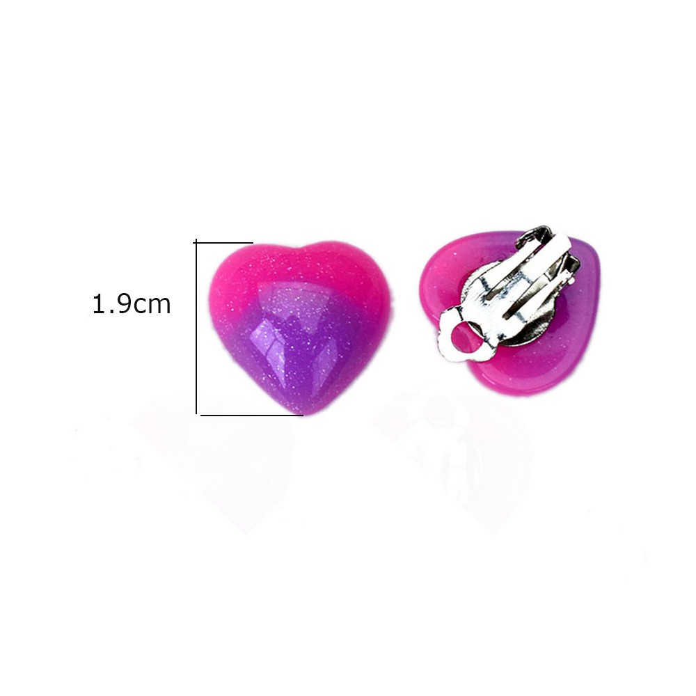 Anting Klip Tanpa Tindik Bentuk Hati Besar Bahan Resin Untuk Wanita