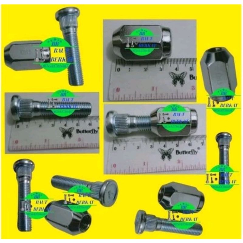 ECER baut roda panjang + mur racing fortuner baut roda mur racing fortuner baut roda toyota 6cm