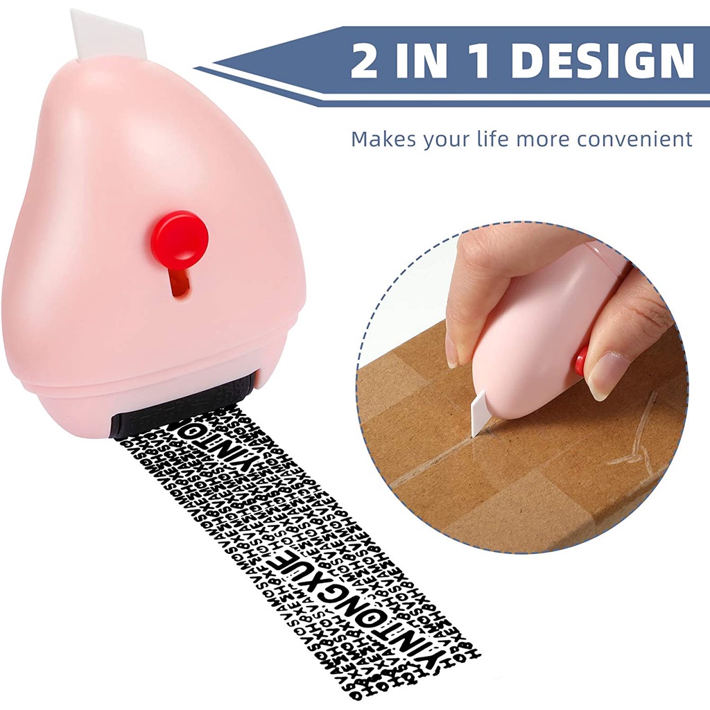 CUTTER 2 in 1 ROLLER STAMP STEMPEL ROLL PENGHAPUS ALAMAT RESI PELINDUNG DATA PRIBADI DENGAN CUTTER MINI