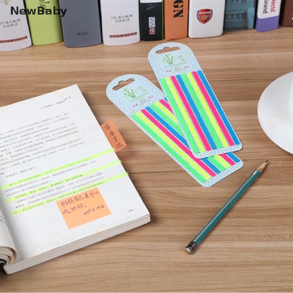 160pcs Sticky Note Warna Transparan Fluorescent Untuk Penanda Buku