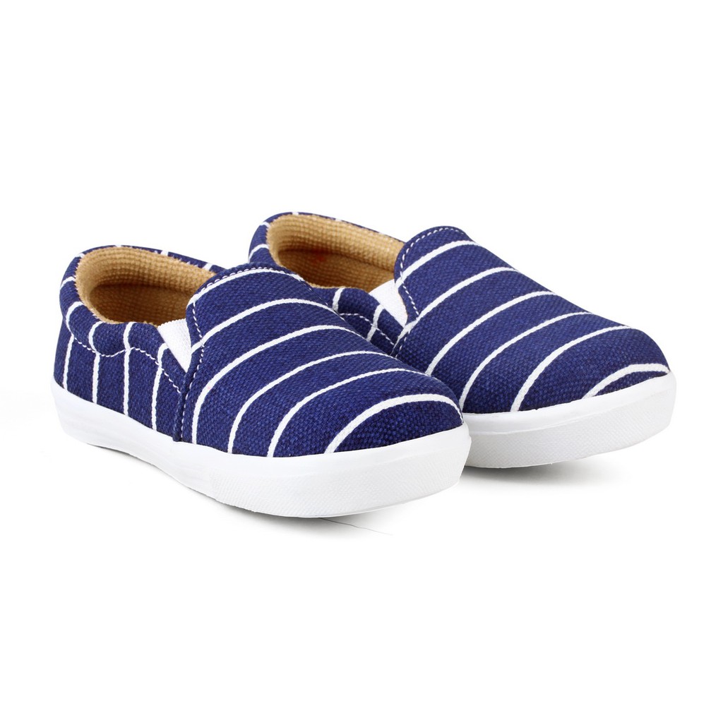 SEPATU ANAK BAHAN CANVAS USIA 1 TAHUN E01 Biru Garis