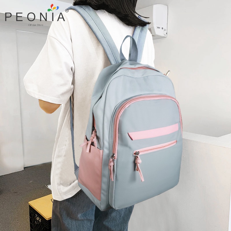 Peonia PNA SOMI Ransel Korea Tas Wanita Laptop Punggung Import Kantor Kerja Sekolah Kuliah Outdoor Trendy Fashion Style Travel Casual Backpack Anak Remaja Perempuan Selempang Cewek Bag-3