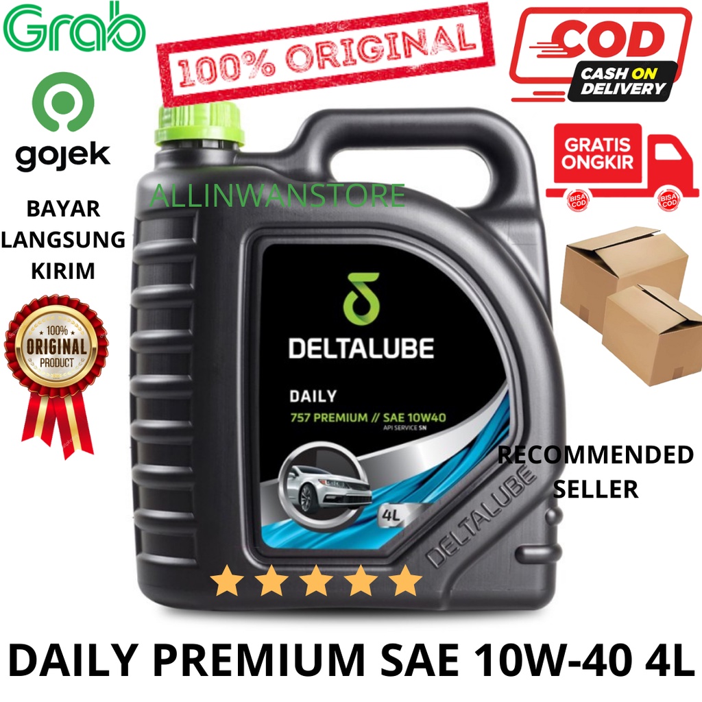 Oli Mobil Deltalube 757 Premium SAE 10W-40 API SN Galon 4L 4 Liter 10w40 Original 100%