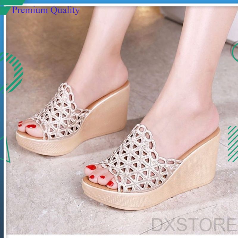 Sendal Wedges Wanita Sepatu Tinggi Sandal Wedges Hak Tinggi 5cm Kekinian Murah Tahun 2021