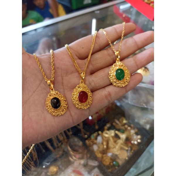 kalung titanium mainan kuningan bali lapis mas