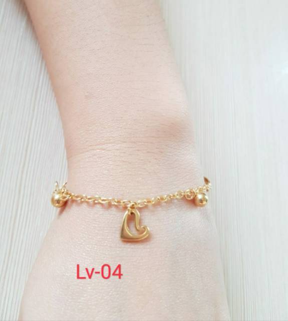 SET Gelang tangan &amp; Gelang Kaki Titanium Gold Love Import Antikarat Lv0304