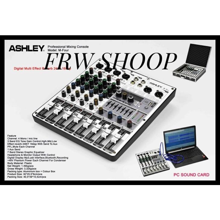 Mixer Audio Ashley M Four / M-Four /Mfour (Original) Usb,Bt,Mp3 Kode 962