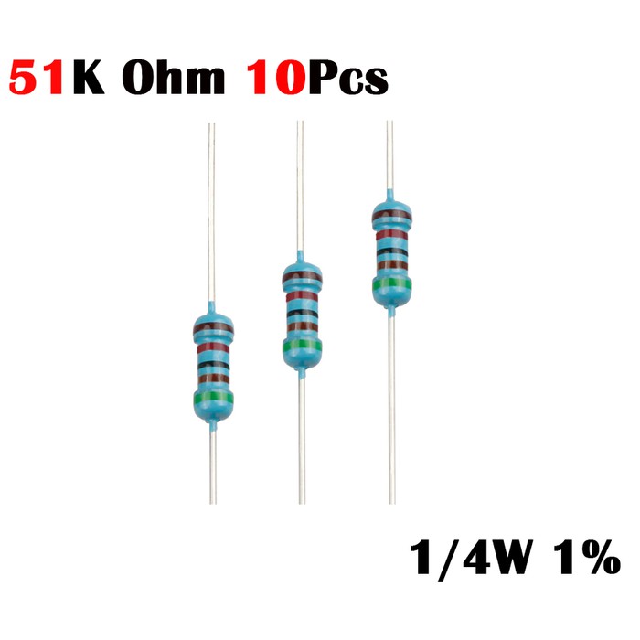 Resistor 51K Ohm 51 K 51K Ohm 1/4W 1% Metal film 10x 10 pcs