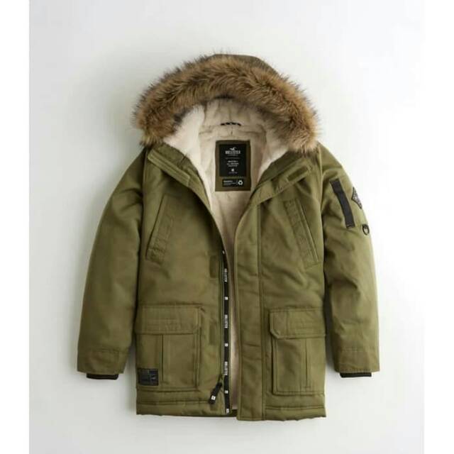 JAKET WINTER HOLLISTER ALL WEATHER FAUX FUR LINED-JAKET MUSIM DINGIN PRIA-JAKET TRAVELING CAMPING