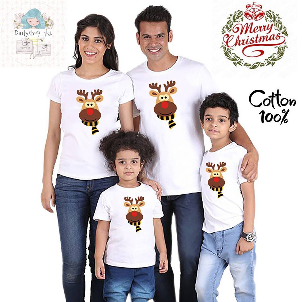 Baju KAOS NATAL DEER WITH SCARF - kaos couple natal - Kaos Natal Keluarga Family Couple - Kaos -RADS