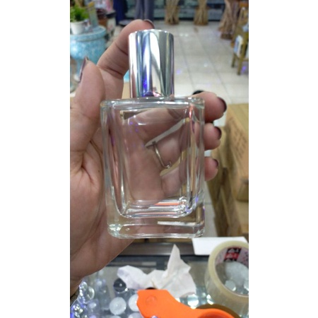 Botol kotak 50ml/Petak platinum/Botol press/Lengkap tutup dan sprayer