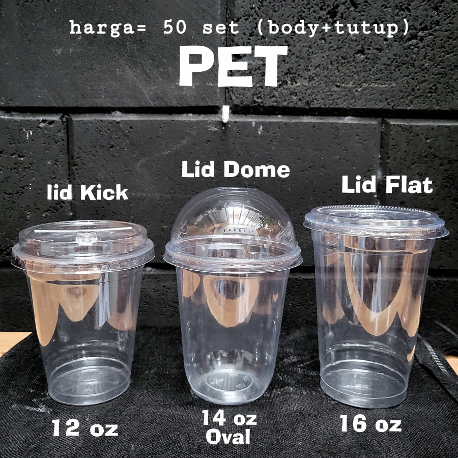 Gelas Pet cup 12 oz 14 oz oval 16 oz 360 ml 420 ml 500 ml - 12 oz, Cembung