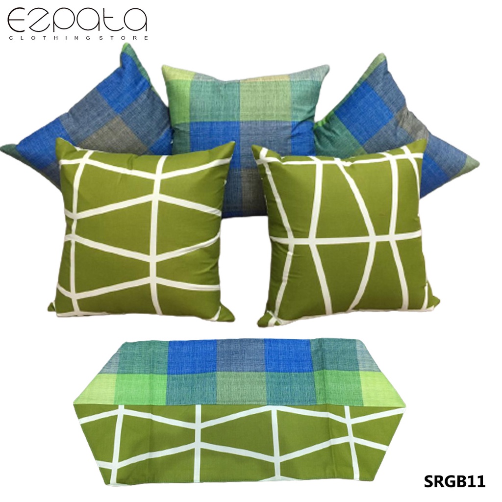 1 set ( 5 Sarung Bantal + Taplak Meja) Sarung Bantal Sofa Minimalis Aesthetic Motif Kombinasi