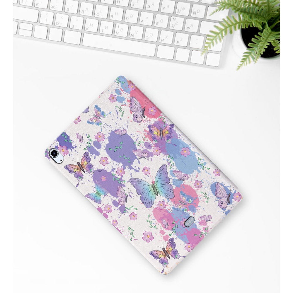 Casing Tablet Untuk iPad Air4 3 2 1 2020 2019 iPad Pro 10.5 iPad 9.7 2018 2017 Fashion Flip Leather Casing Fancy Color Butterfly Series Stand Cover