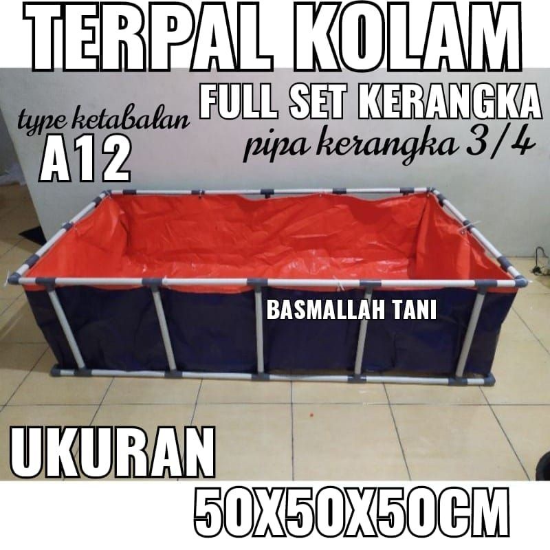 full set terpal kolam ikan 50x50x50 A12 fullset beserta kerangkanya