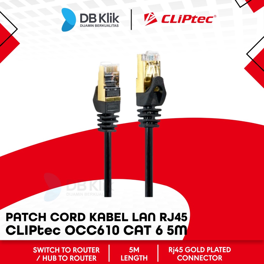 Patch Cord Kabel LAN RJ45 CLIPtec OCC610 Cat 6 5Meter - Cable UTP Cat6