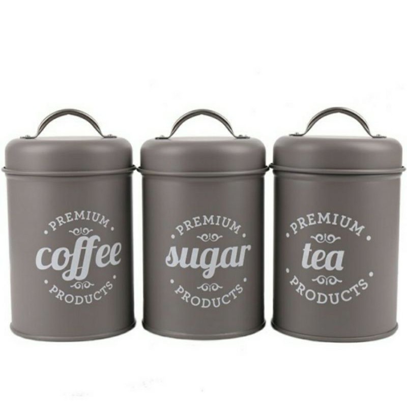 Tempat Bumbu Kaleng /Tin Can Coffee Tea Sugar