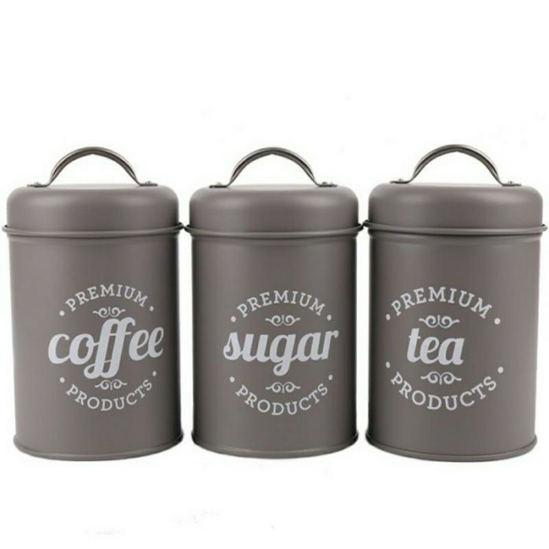 Tempat Bumbu Kaleng /Tin Can Coffee Tea Sugar