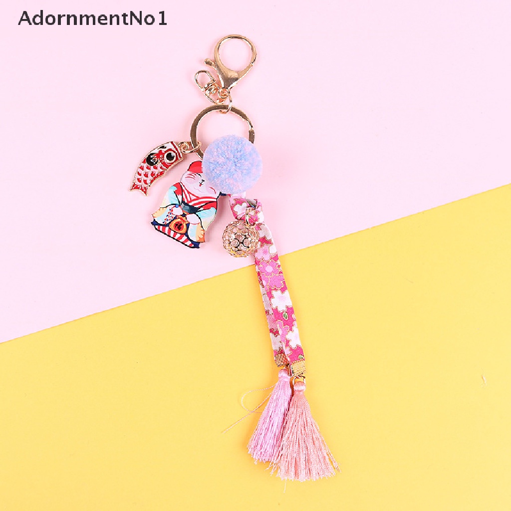 (AdornmentNo1) 1pc Gantungan Kunci Akrilik Model Maneki Neko Lucky Cat Sakura