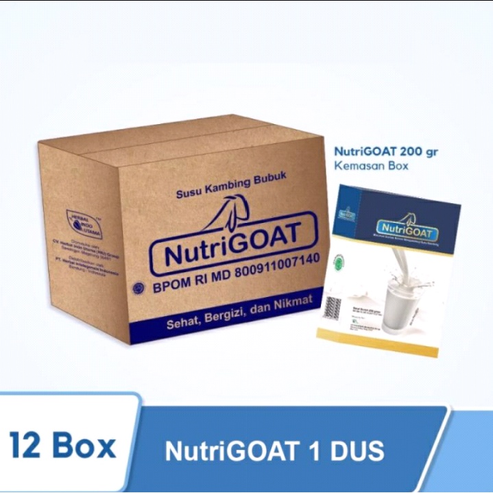 

NUTRIGOAT Coklat Box 1 Karton / Susu Kambing Etawa/ Susu Bubuk Etawa Coklat 200 GR