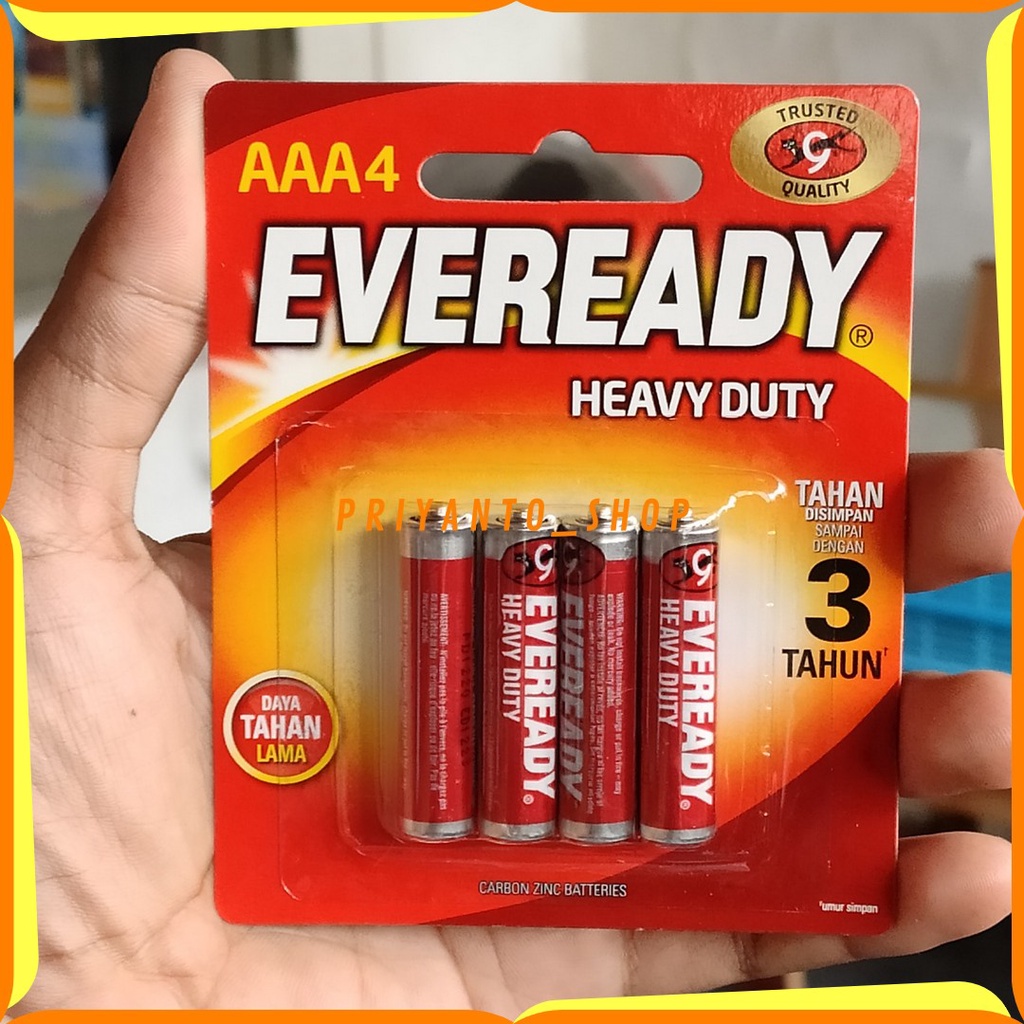 MANTULL BATERAI EVEREADY A3 HEAVY DUTY A3 AAA ASLI ISI 4 TAHAN LAMA ORIGINAL