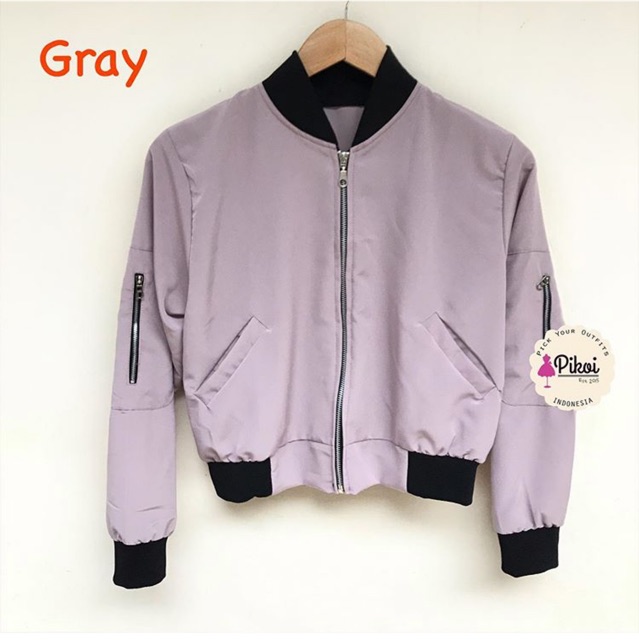 Jaket bomber cewek / bomber wanita murah / jaket cewek polos / bomber pullandbear bomber korea 1891