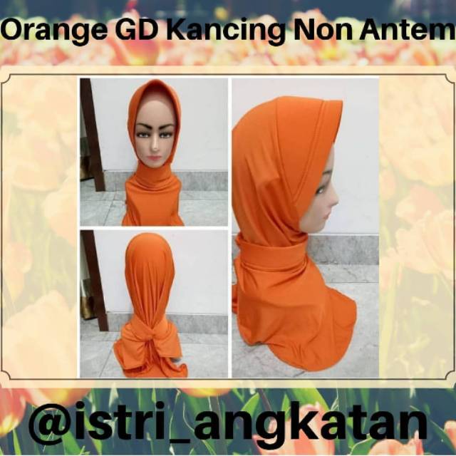 Jilbab Orange Garus Dua Kancing Antem