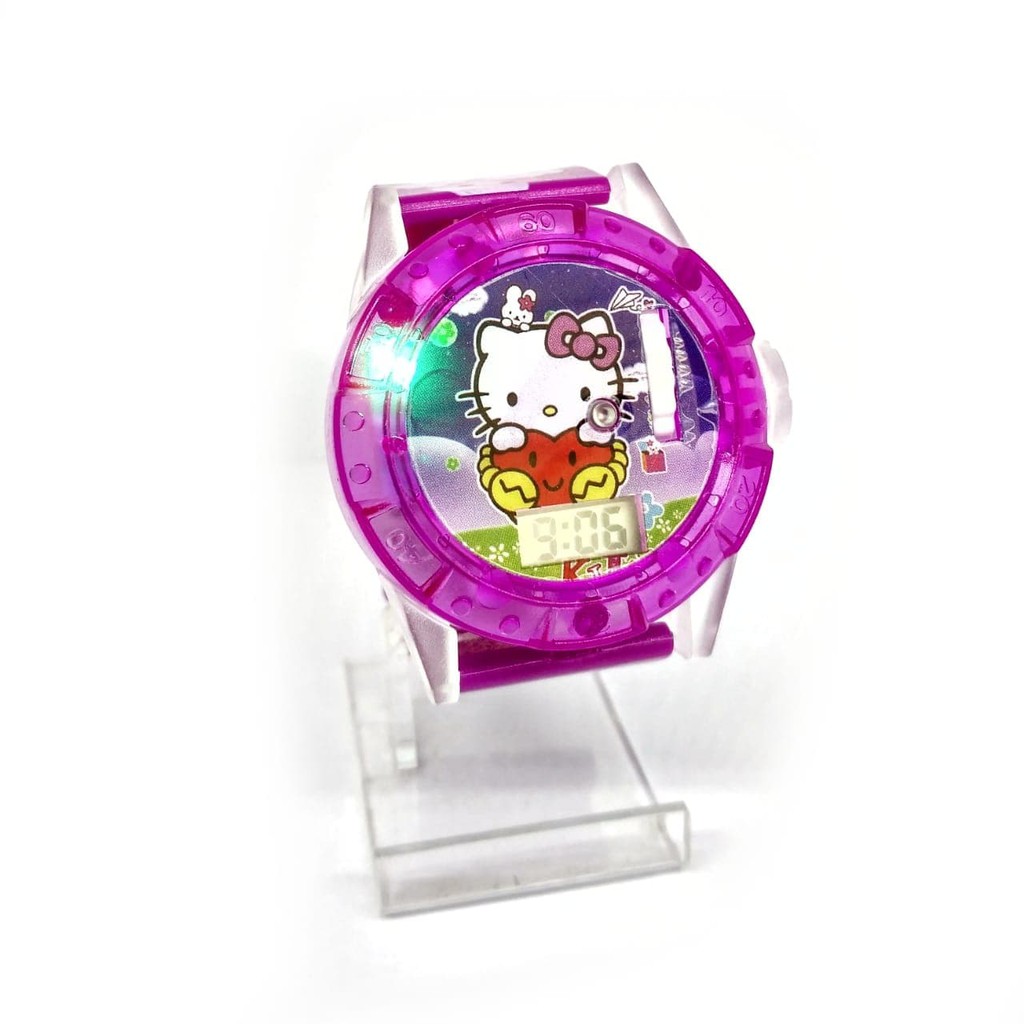 Super Murah! JAM TANGAN ANAK PEREMPUAN MUSIK LASER PROYEKTOR HELLO KITTY LAMPU