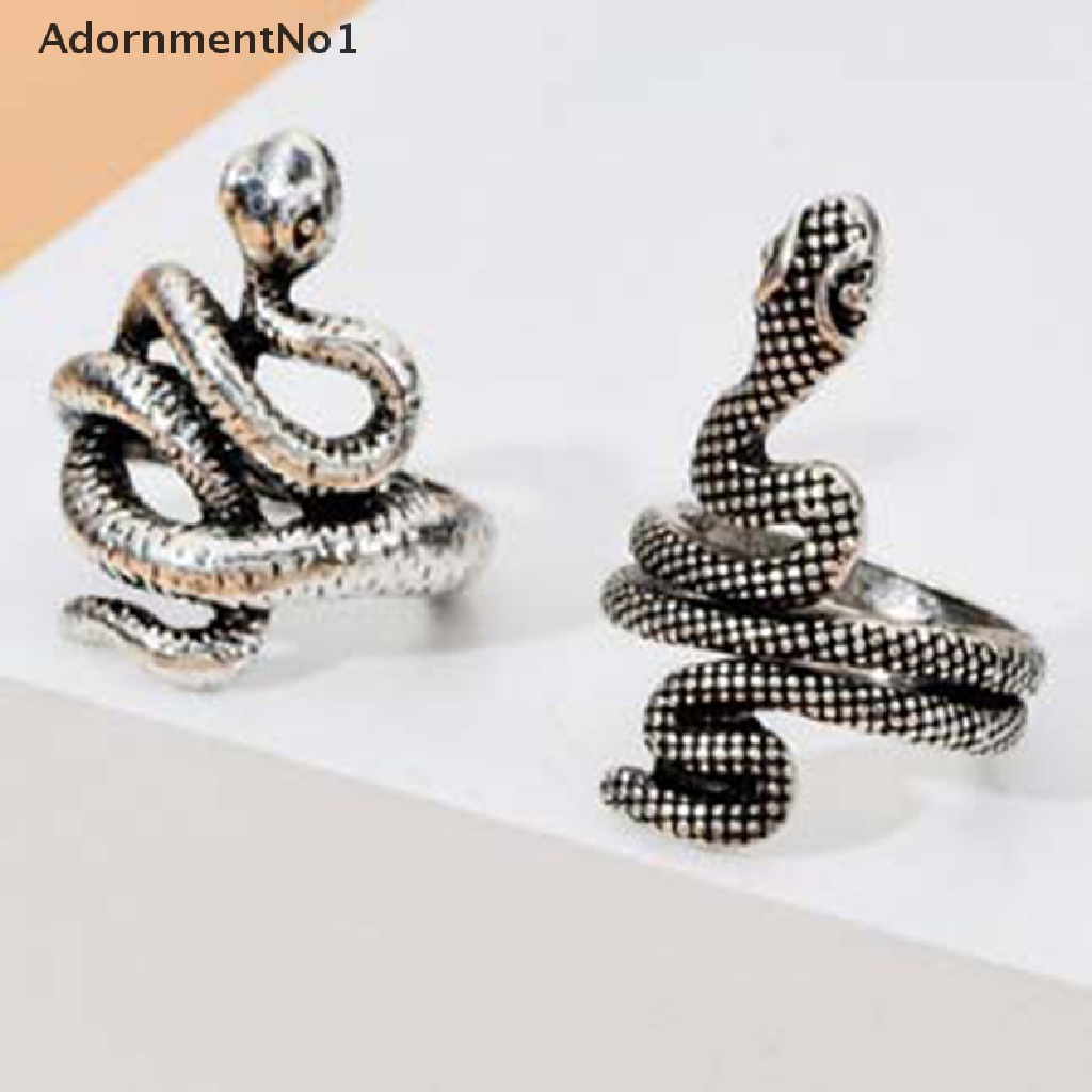 (AdornmentNo1) Cincin Terbuka Adjustable Motif Ular 21 Gaya Antik Warna Silver Untuk Pria / Wanita