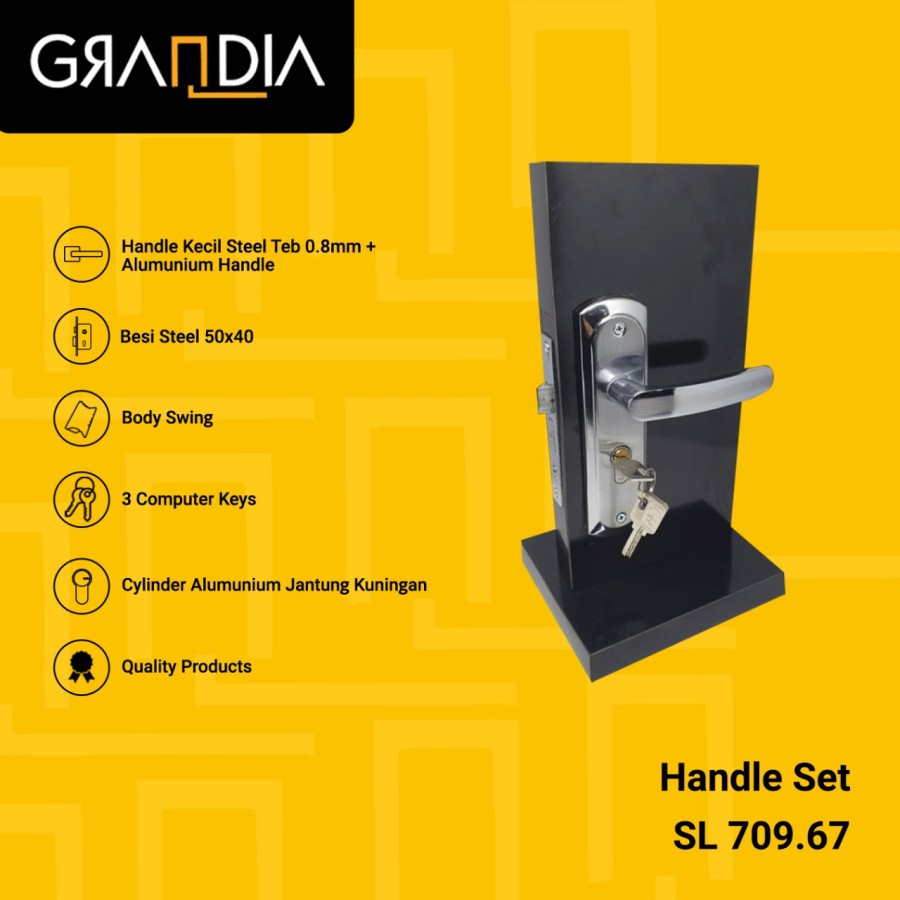 Gagang Pintu Set Kecil / Handle Pintu Set Grandia Small + Body dan Cylinder